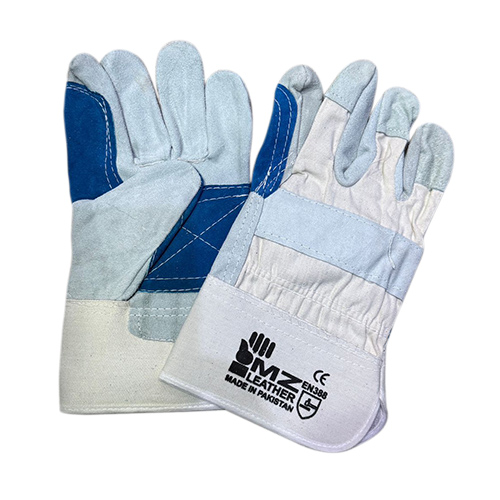 Leather Gloves Double palm White, MZ; Pakistan